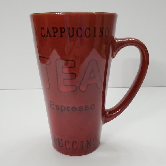 Pfaltzgraff Basics Latte Mugs Burnt Orange Dark Red Tall Coffee Mugs - Picture 5 of 10